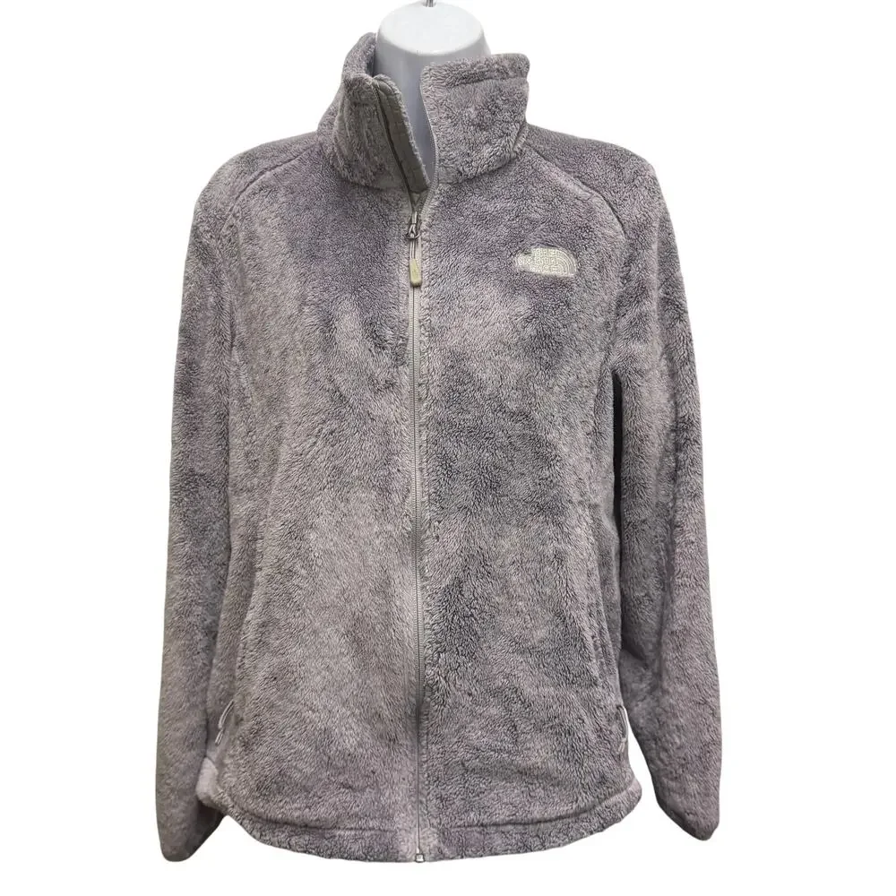 The North Face Osito Fuzzy Fleece Gray Silver Womens M Full Zip Coat Jacket - Picture 1 of 5